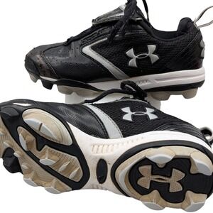 Under Armour Baseball Cleats 1097014-001 Black Silver Youth Size 3.5Y